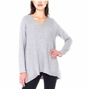 Beatrix Ost V-Neck Long Sleeved Ribbed Pullover Tunic Sweater New With Tags